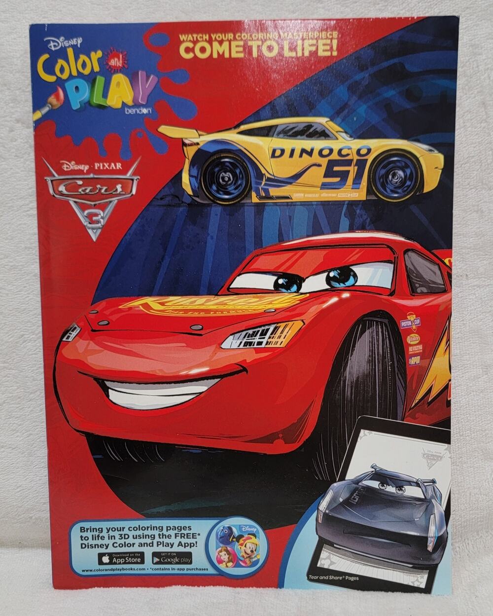 DISNEY CARS 3 Color and Play Come to Life! 2017 Unused VG++ U.S.A.